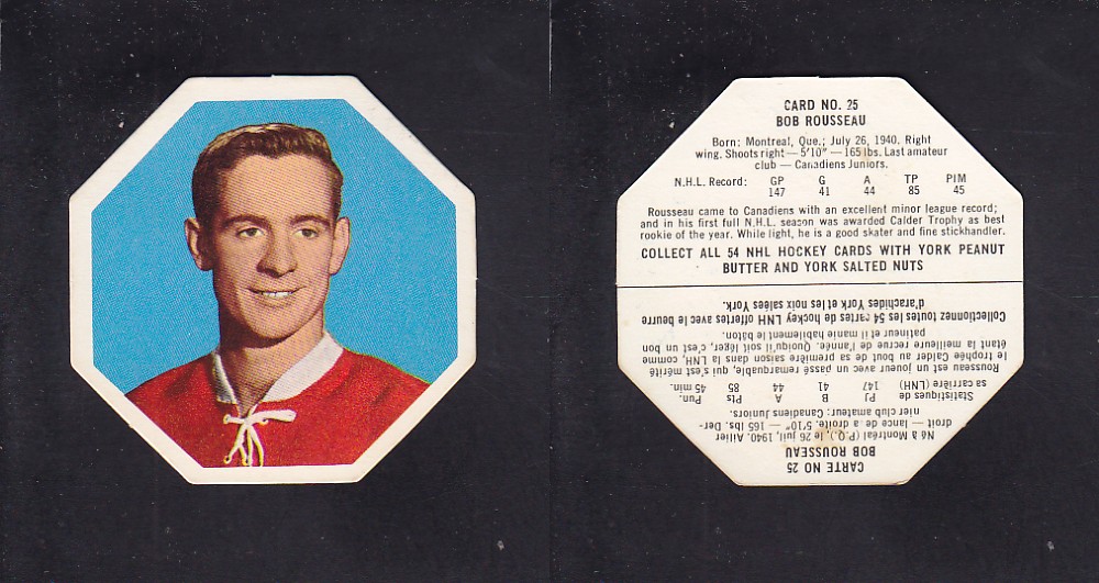 1963-64 YORK HOCKEY CARD #25 B. ROUSSEAU photo 1963-64 YORK HOCKEY CARD #25 B. ROUSSEAU photo