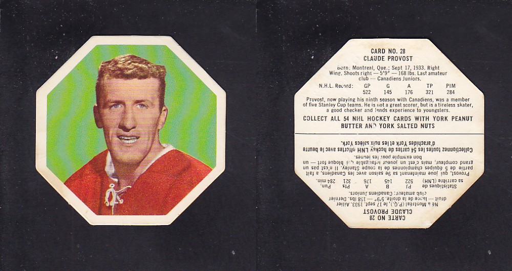 1963-64 YORK HOCKEY CARD #28 C. PROVOST photo 1963-64 YORK HOCKEY CARD #28 C. PROVOST photo
