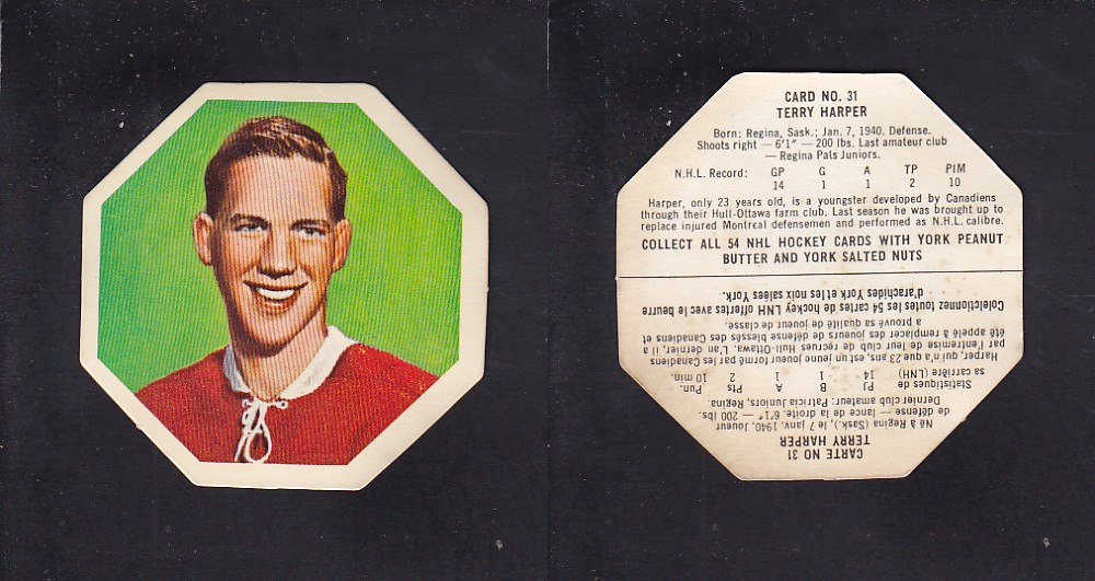 1963-64 YORK HOCKEY CARD #31 T. HARPER photo 1963-64 YORK HOCKEY CARD #31 T. HARPER photo