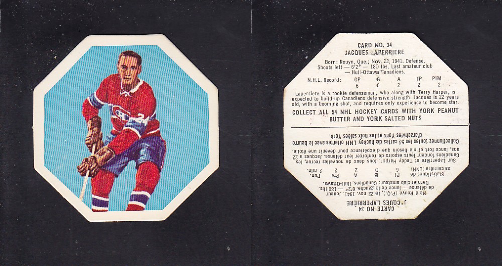 1963-64 YORK HOCKEY CARD #34 J. LAPERRIERE photo 1963-64 YORK HOCKEY CARD #34 J. LAPERRIERE photo