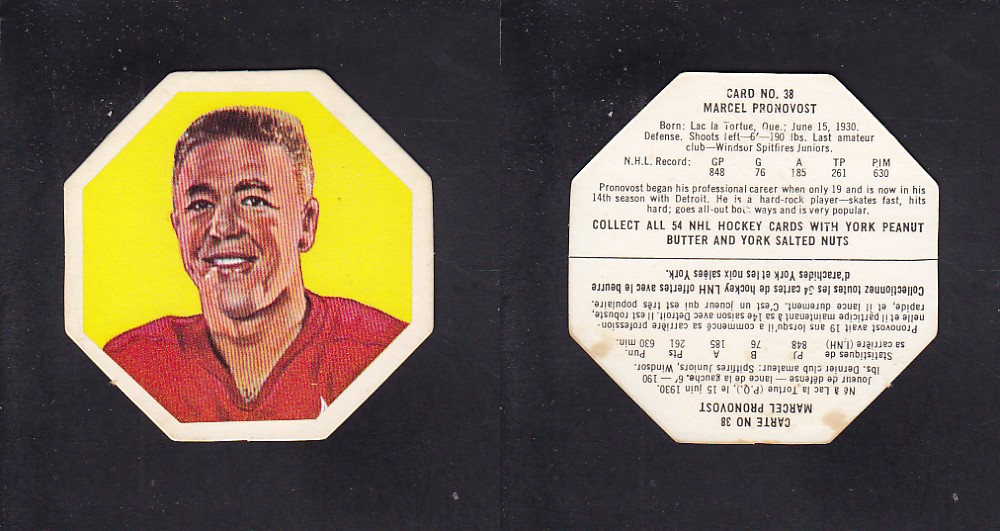 1963-64 YORK HOCKEY CARD #38 M. PRONOVOST photo 1963-64 YORK HOCKEY CARD #38 M. PRONOVOST photo
