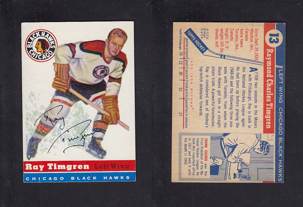 1954-55 TOPPS HOCKEY CARD #13 R. TIMGREN photo 1954-55 TOPPS HOCKEY CARD #13 R. TIMGREN photo