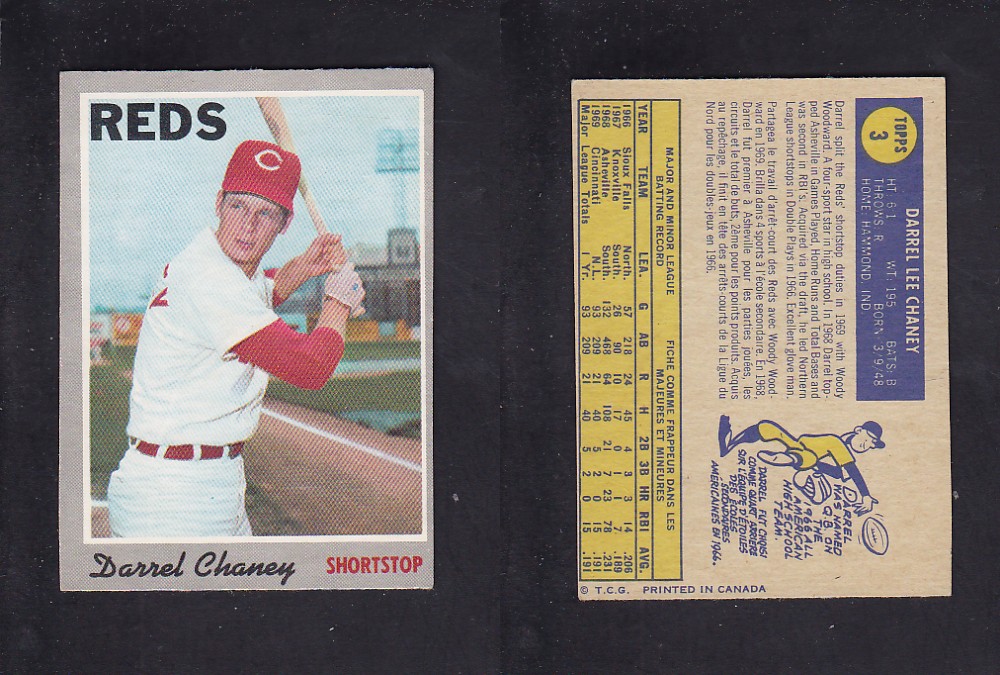 1970 O-PEE-CHEE BASEBALL CARD #3 D. CHANEY photo 1970 O-PEE-CHEE BASEBALL CARD #3 D. CHANEY photo