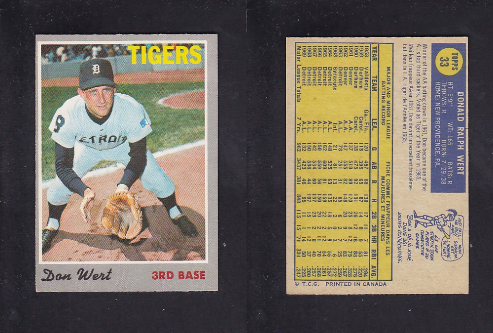 1970 O-PEE-CHEE BASEBALL CARD #33 D. WERT photo 1970 O-PEE-CHEE BASEBALL CARD #33 D. WERT photo