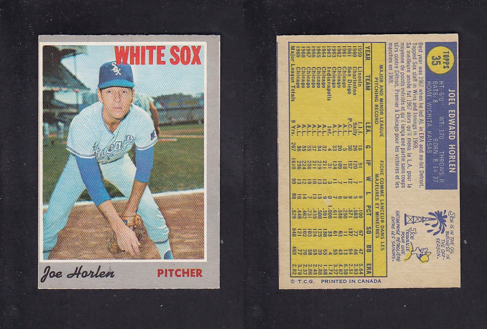 1970 O-PEE-CHEE BASEBALL CARD #35 J. HORLEN photo 1970 O-PEE-CHEE BASEBALL CARD #35 J. HORLEN photo