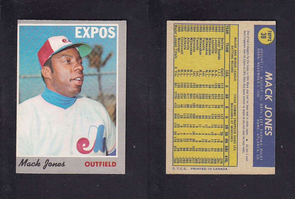 1970 O-PEE-CHEE BASEBALL CARD #38 M. JONES photo 1970 O-PEE-CHEE BASEBALL CARD #38 M. JONES photo