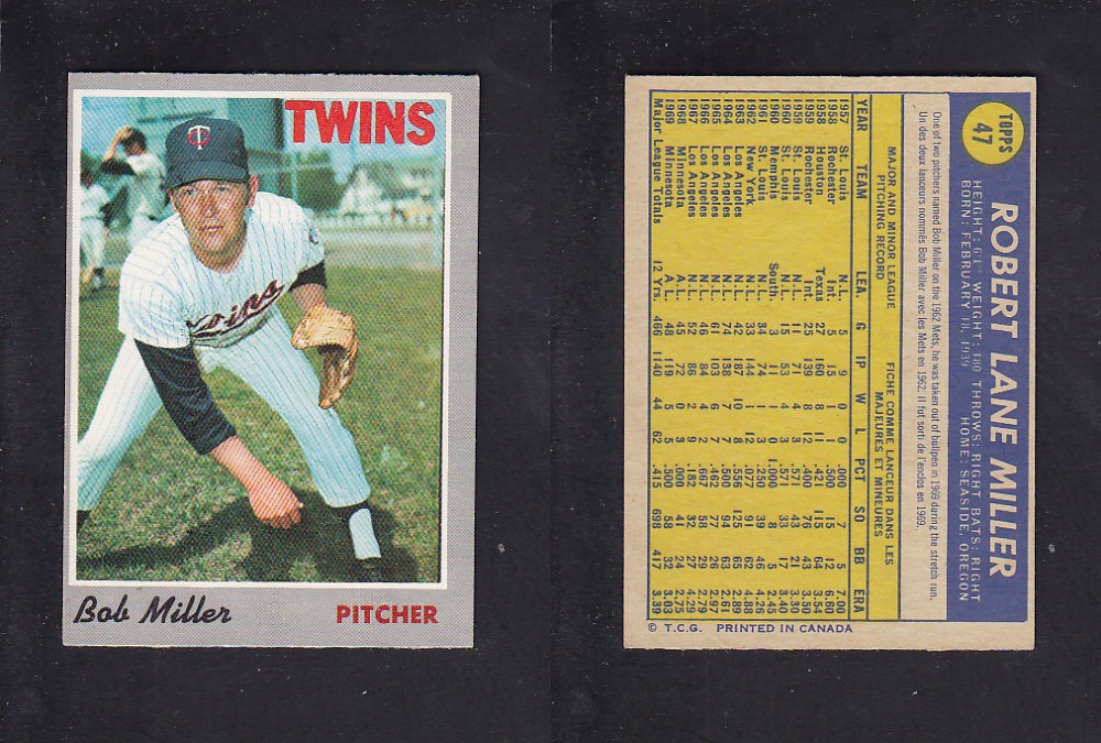 1970 O-PEE-CHEE BASEBALL CARD #47 B. MILLER photo 1970 O-PEE-CHEE BASEBALL CARD #47 B. MILLER photo