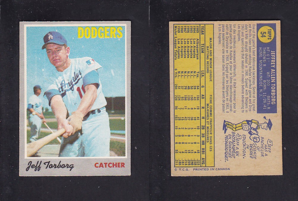 1970 O-PEE-CHEE BASEBALL CARD #54 J. TORBORG photo 1970 O-PEE-CHEE BASEBALL CARD #54 J. TORBORG photo