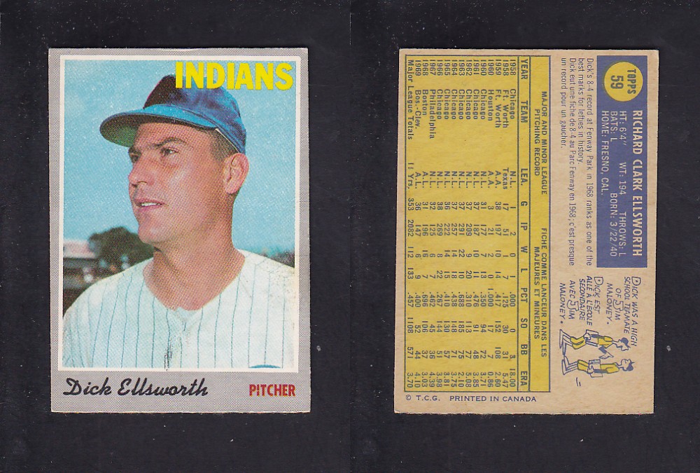 1970 O-PEE-CHEE BASEBALL CARD #59 D. ELLSWORTH photo 1970 O-PEE-CHEE BASEBALL CARD #59 D. ELLSWORTH photo