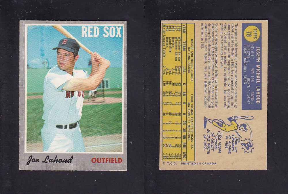 1970 O-PEE-CHEE BASEBALL CARD #78 J. LAHOUD photo 1970 O-PEE-CHEE BASEBALL CARD #78 J. LAHOUD photo