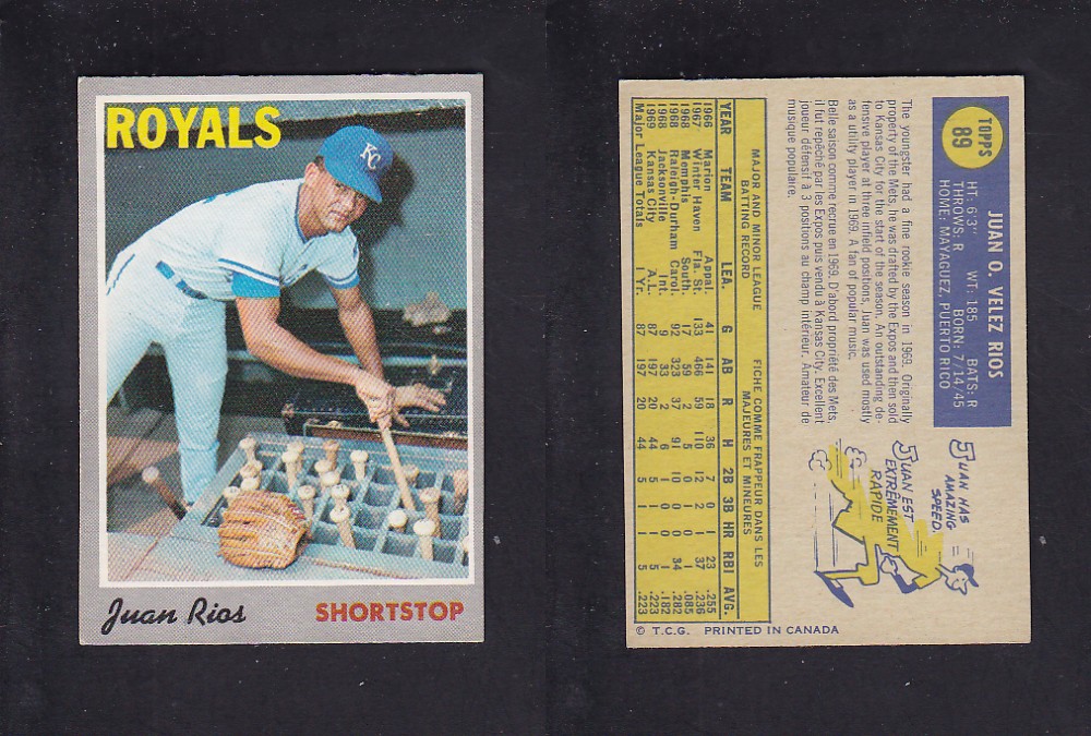 1970 O-PEE-CHEE BASEBALL CARD #89 J. RIOS photo 1970 O-PEE-CHEE BASEBALL CARD #89 J. RIOS photo