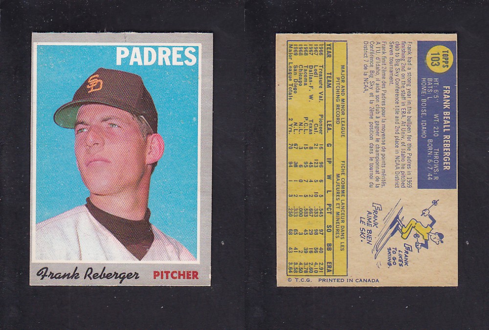 1970 O-PEE-CHEE BASEBALL CARD #103 F. REBERGER photo