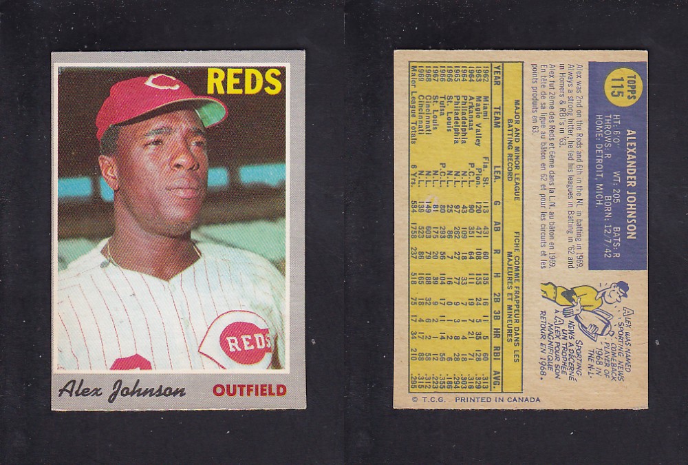 1970 O-PEE-CHEE BASEBALL CARD #115 A. JOHNSON photo