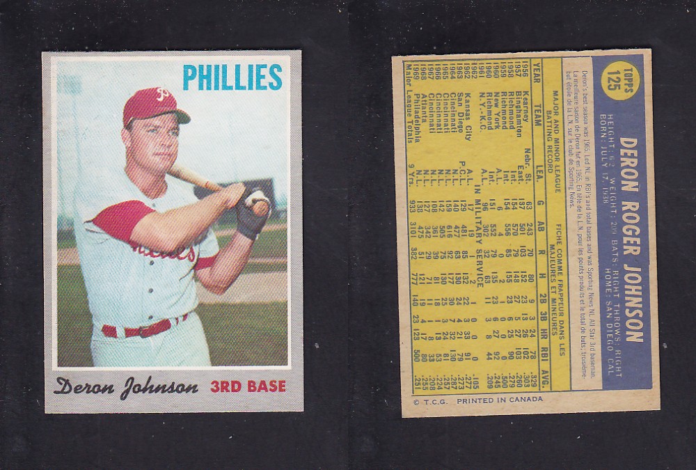 1970 O-PEE-CHEE BASEBALL CARD #125 D. JOHNSON photo