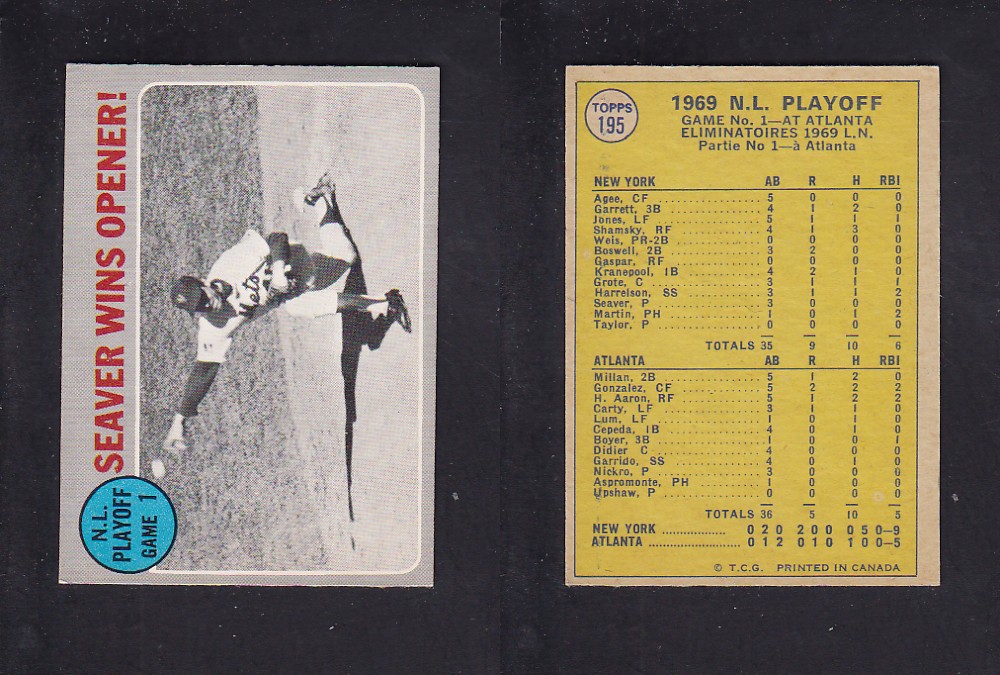 1970 O-PEE-CHEE BASEBALL CARD #195 N.L. PLAYOFF GAME 1 photo 1970 O-PEE-CHEE BASEBALL CARD #195 N.L. PLAYOFF GAME 1 photo