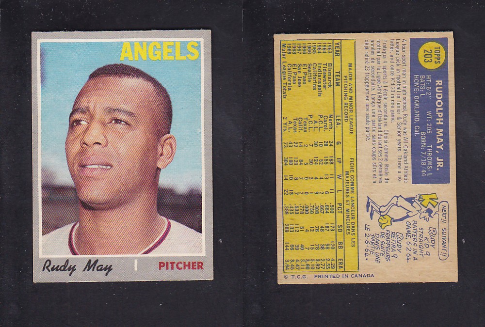 1970 O-PEE-CHEE BASEBALL CARD #203 R. MAY photo