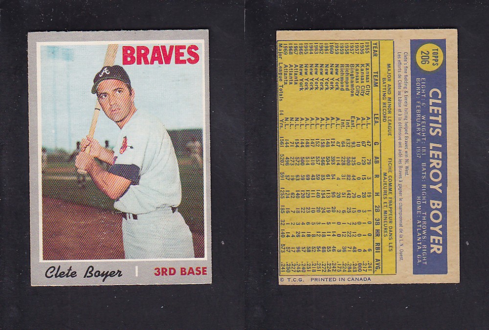 1970 O-PEE-CHEE BASEBALL CARD #206 C. BOYER photo 1970 O-PEE-CHEE BASEBALL CARD #206 C. BOYER photo