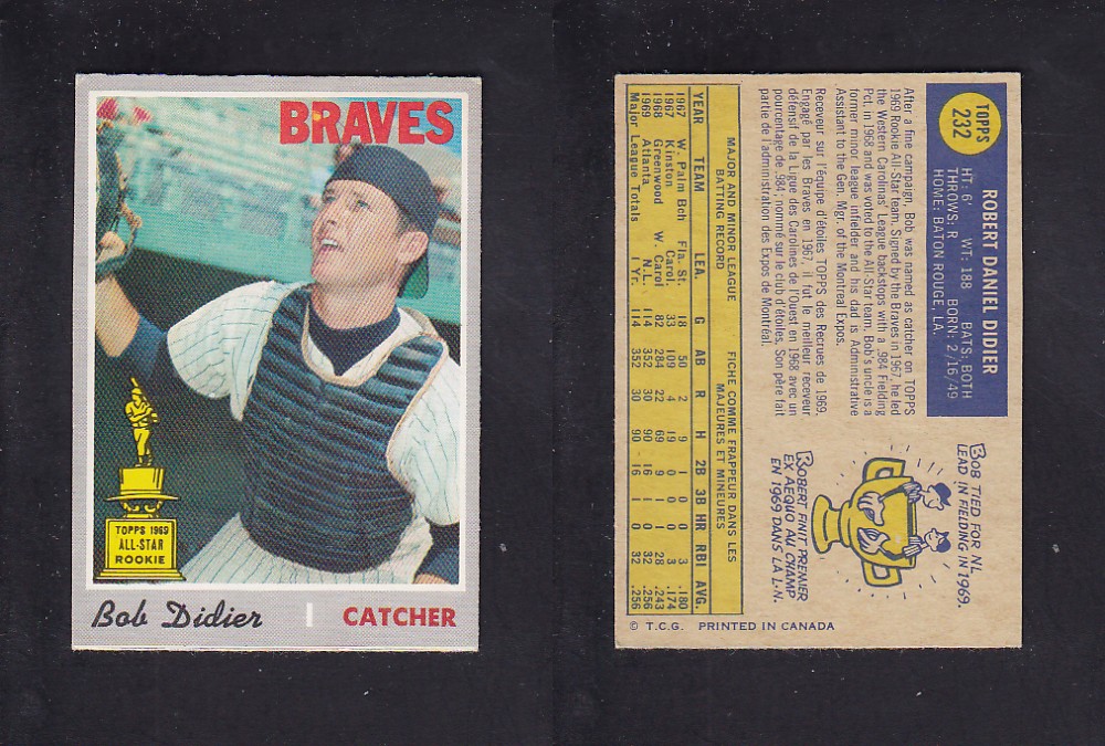 1970 O-PEE-CHEE BASEBALL CARD #232 B. DIDIER photo