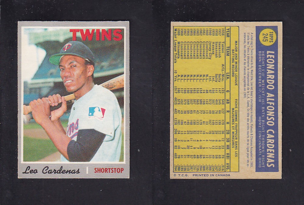 1970 O-PEE-CHEE BASEBALL CARD #245 L. CARDENAS photo 1970 O-PEE-CHEE BASEBALL CARD #245 L. CARDENAS photo