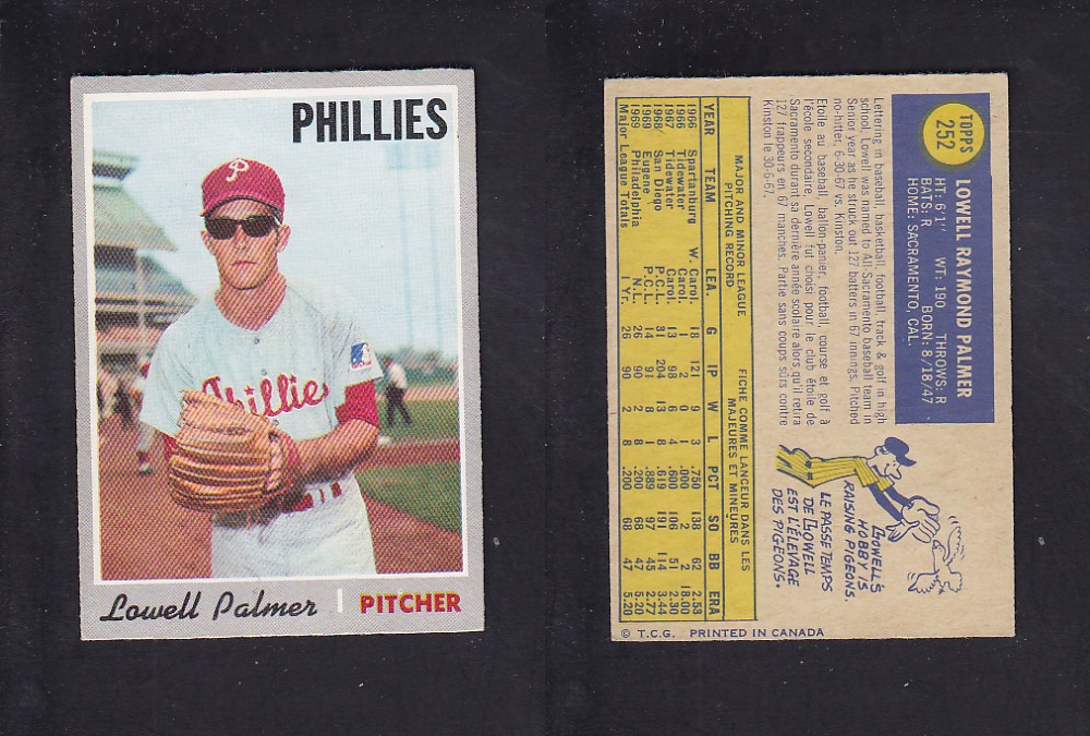 1970 O-PEE-CHEE BASEBALL CARD #252 L. PALMER photo 1970 O-PEE-CHEE BASEBALL CARD #252 L. PALMER photo
