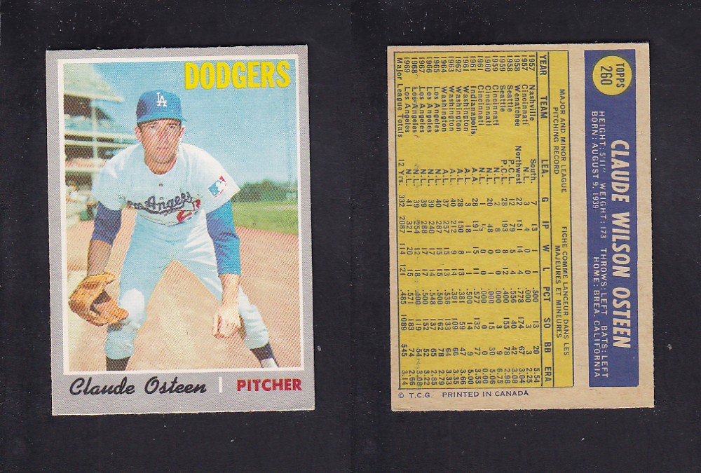1970 O-PEE-CHEE BASEBALL CARD #260 C. OSTEEN photo 1970 O-PEE-CHEE BASEBALL CARD #260 C. OSTEEN photo