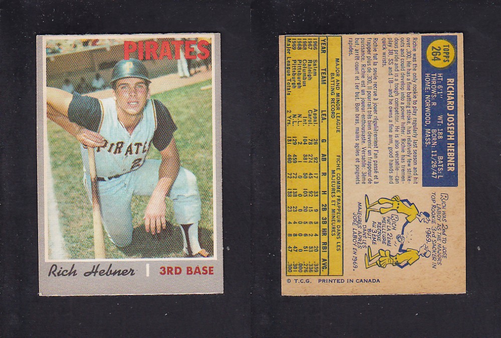 1970 O-PEE-CHEE BASEBALL CARD #264 R. HEBNER photo 1970 O-PEE-CHEE BASEBALL CARD #264 R. HEBNER photo