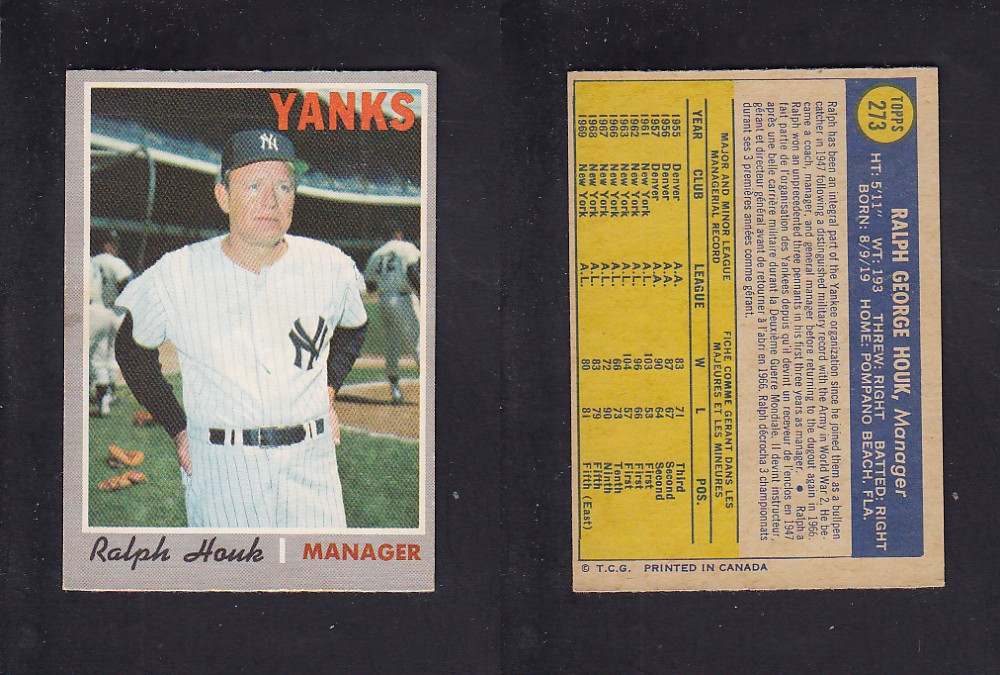 1970 O-PEE-CHEE BASEBALL CARD #273 R. HOUK photo