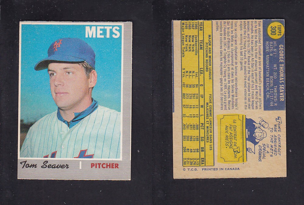 1970 O-PEE-CHEE BASEBALL CARD #300 T. SEAVER photo 1970 O-PEE-CHEE BASEBALL CARD #300 T. SEAVER photo