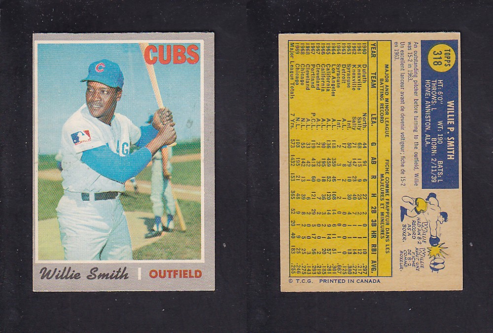 1970 O-PEE-CHEE BASEBALL CARD #318 W. SMITH photo 1970 O-PEE-CHEE BASEBALL CARD #318 W. SMITH photo