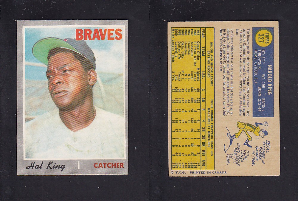 1970 O-PEE-CHEE BASEBALL CARD #327 H. KING photo 1970 O-PEE-CHEE BASEBALL CARD #327 H. KING photo