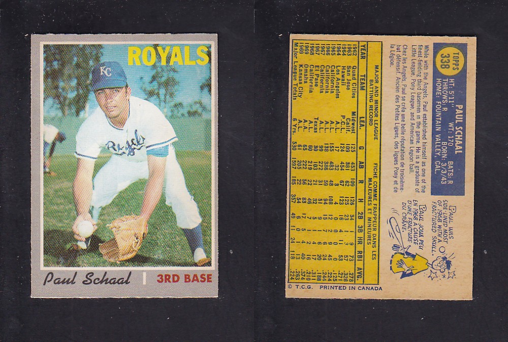 1970 O-PEE-CHEE BASEBALL CARD #338 P. SCHAAL photo 1970 O-PEE-CHEE BASEBALL CARD #338 P. SCHAAL photo