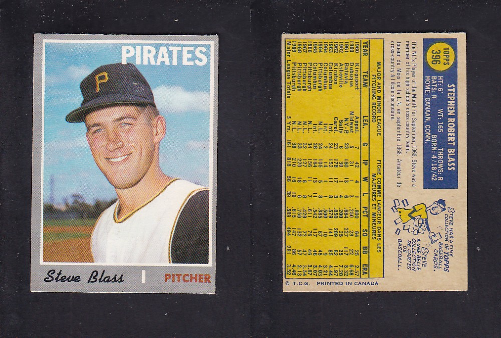 1970 O-PEE-CHEE BASEBALL CARD #396 S. BLASS photo 1970 O-PEE-CHEE BASEBALL CARD #396 S. BLASS photo