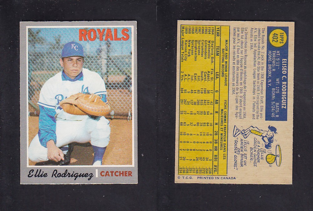1970 O-PEE-CHEE BASEBALL CARD #402 E. RODRIGUEZ photo 1970 O-PEE-CHEE BASEBALL CARD #402 E. RODRIGUEZ photo