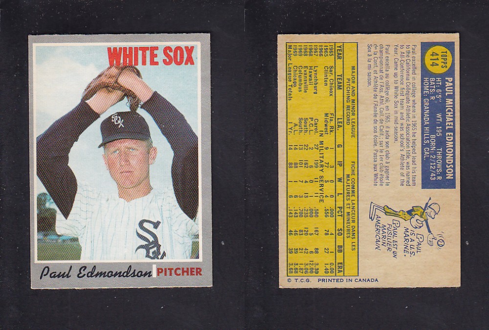 1970 O-PEE-CHEE BASEBALL CARD #414 P. EDMONDSON photo 1970 O-PEE-CHEE BASEBALL CARD #414 P. EDMONDSON photo