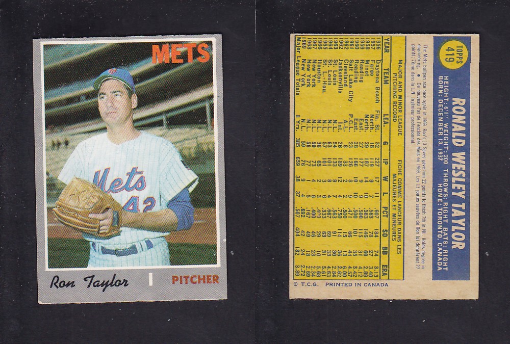 1970 O-PEE-CHEE BASEBALL CARD #419 R. TAYLOR photo 1970 O-PEE-CHEE BASEBALL CARD #419 R. TAYLOR photo