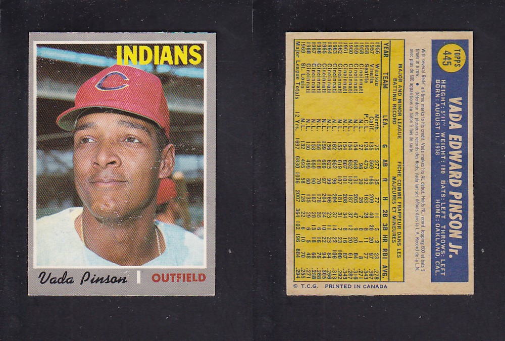 1970 O-PEE-CHEE BASEBALL CARD #445 V. PINSON photo 1970 O-PEE-CHEE BASEBALL CARD #445 V. PINSON photo