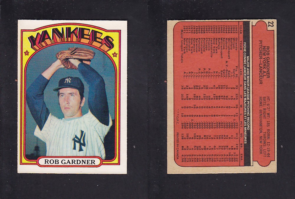 1972 O-PEE-CHEE BASEBALL CARD #22 R. GARDNER photo 1972 O-PEE-CHEE BASEBALL CARD #22 R. GARDNER photo
