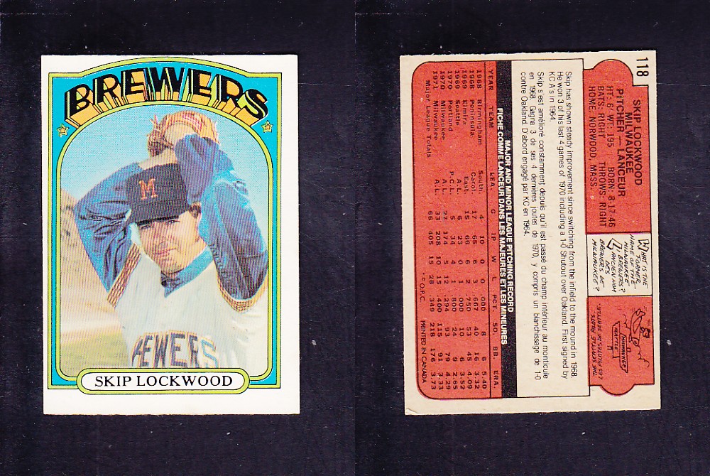 1972 O-PEE-CHEE BASEBALL CARD #118 S. LOCKWOOD photo 1972 O-PEE-CHEE BASEBALL CARD #118 S. LOCKWOOD photo