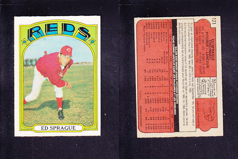 1972 O-PEE-CHEE BASEBALL CARD #121 E. SPRAGUE photo 1972 O-PEE-CHEE BASEBALL CARD #121 E. SPRAGUE photo