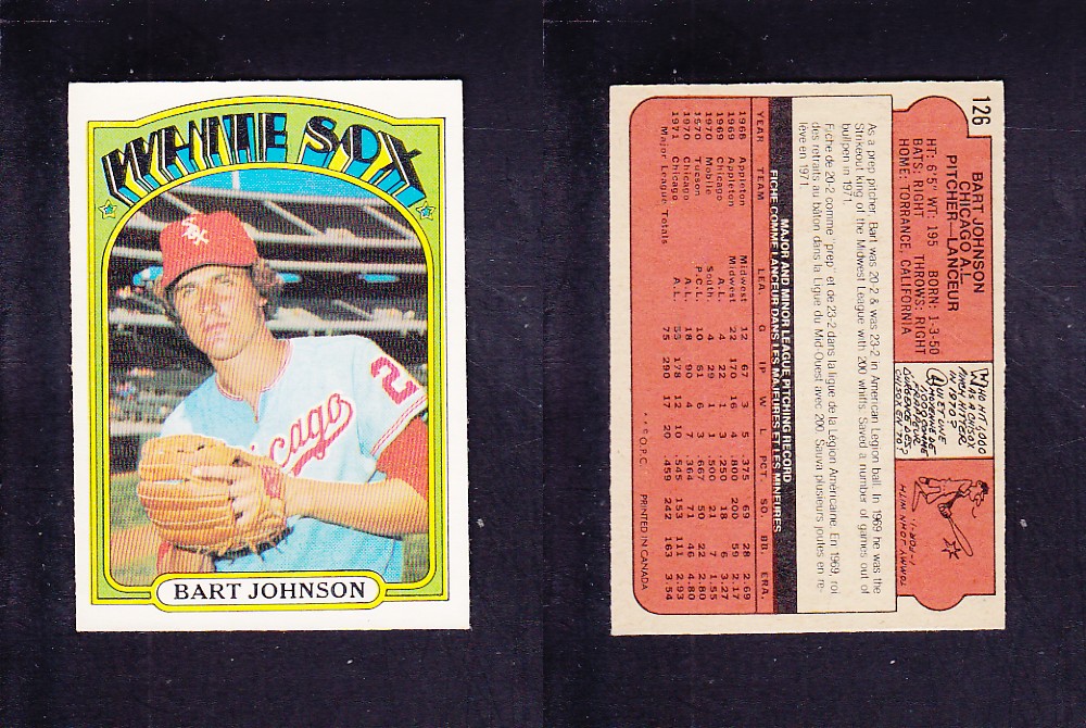 1972 O-PEE-CHEE BASEBALL CARD #126 B. JOHNSON photo 1972 O-PEE-CHEE BASEBALL CARD #126 B. JOHNSON photo
