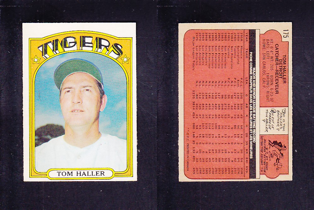 1972 O-PEE-CHEE BASEBALL CARD #175 T. HALLER photo 1972 O-PEE-CHEE BASEBALL CARD #175 T. HALLER photo