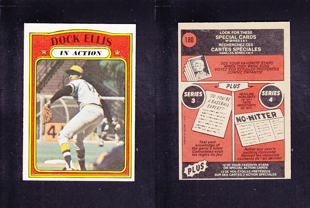 1972 O-PEE-CHEE BASEBALL CARD #180 D. ELLIS IN ACTION photo 1972 O-PEE-CHEE BASEBALL CARD #180 D. ELLIS IN ACTION photo