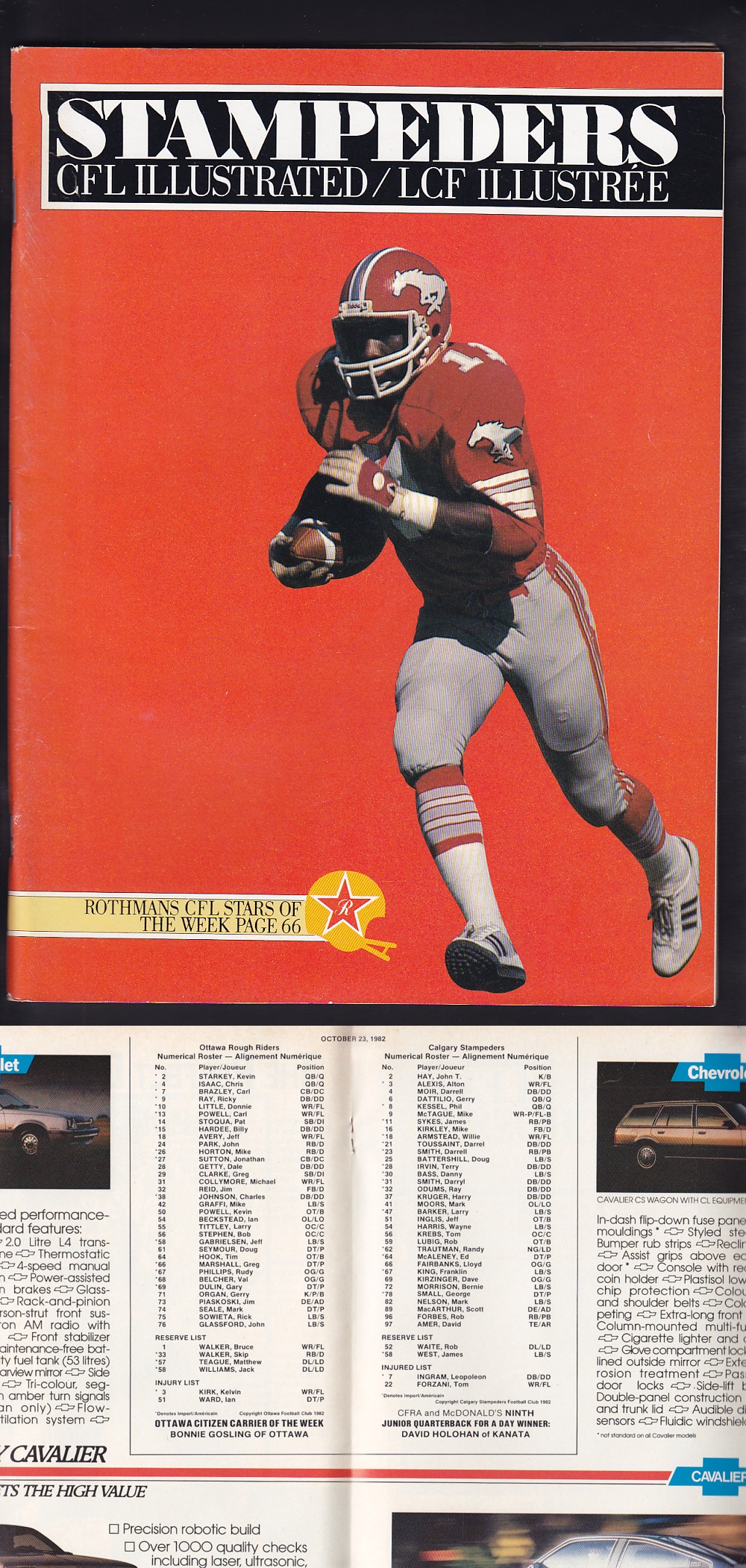 1982 CFL OTTAWA ROUGH RIDERS VS CALGARY STAMPEDERS PROGRAM photo