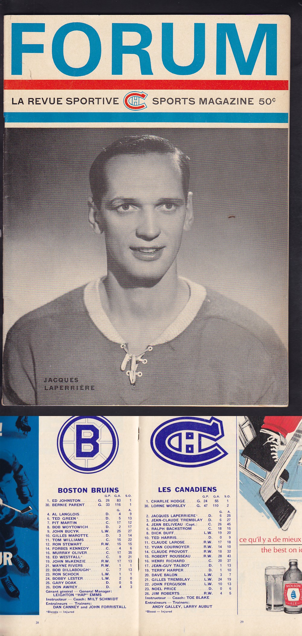 1966 MONTREAL CANADIENS VS BOSTON BRUINS PROGRAM photo