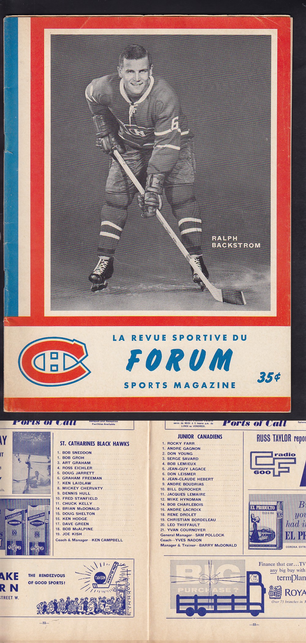 1963-64 MONTREAL CANADIENS JR. VS ST.CATHARINES BLACKHAWKS PROGRAM photo