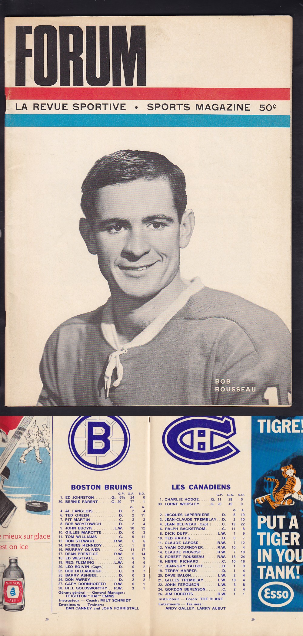 1966 MONTREAL CANADIENS VS BOSTON BRUINS PROGRAM photo