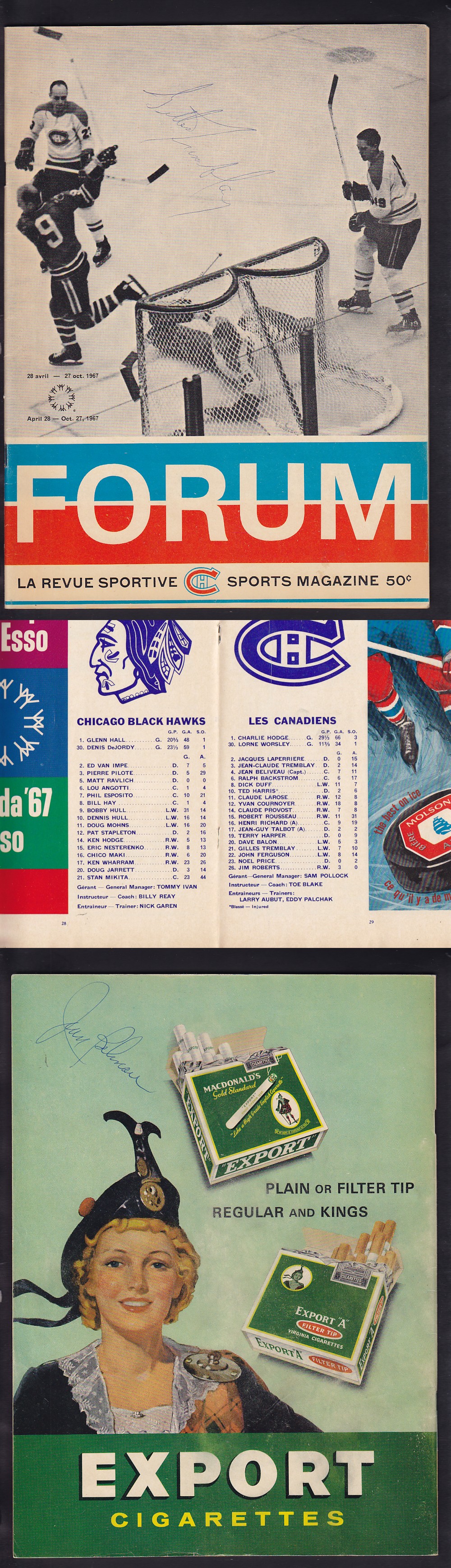 1967 MONTREAL CANADIENS VS CHICAGO BLACKHAWKS PROGRAM photo