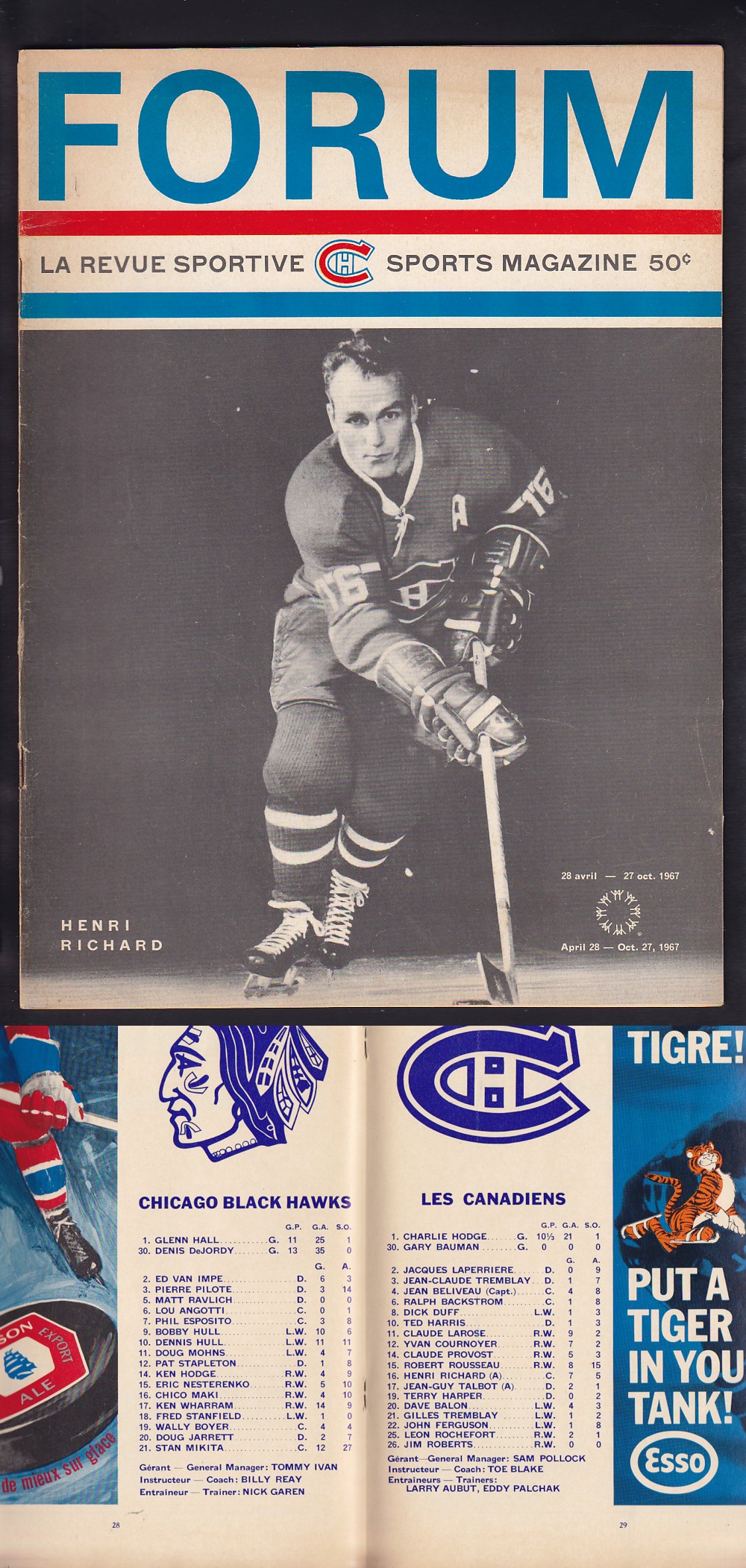 1966 MONTREAL CANADIENS VS CHICAGO BLACKHAWKS PROGRAM photo