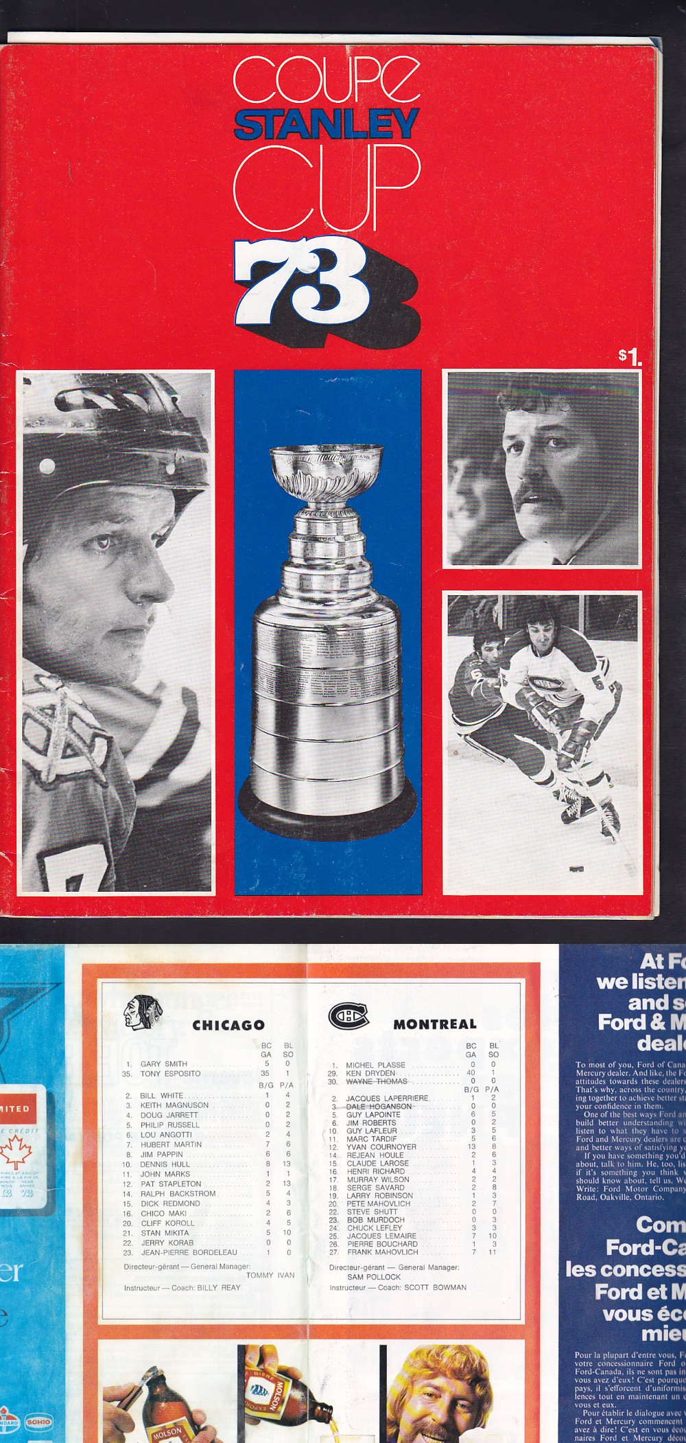 1973 MONTREAL CANADIENS VS CHICAGO BLACKHAWKS STANLEY CUP FINAL PROGRAM photo 1973 MONTREAL CANADIENS VS CHICAGO BLACKHAWKS STANLEY CUP FINAL PROGRAM photo