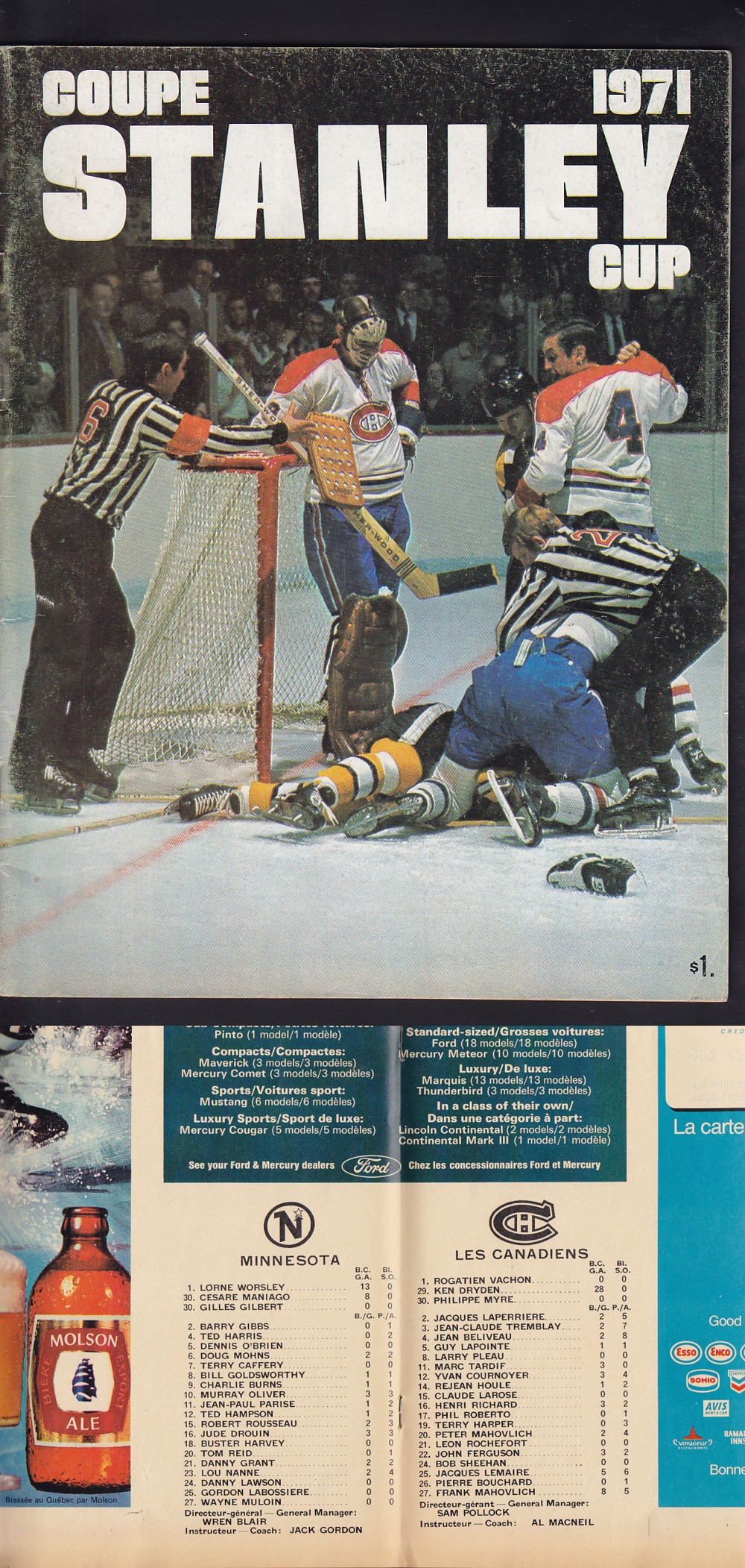 1971 MONTREAL CANADIENS VS MINNESOTA NORTH STARS PLAYOFFS PROGRAM photo